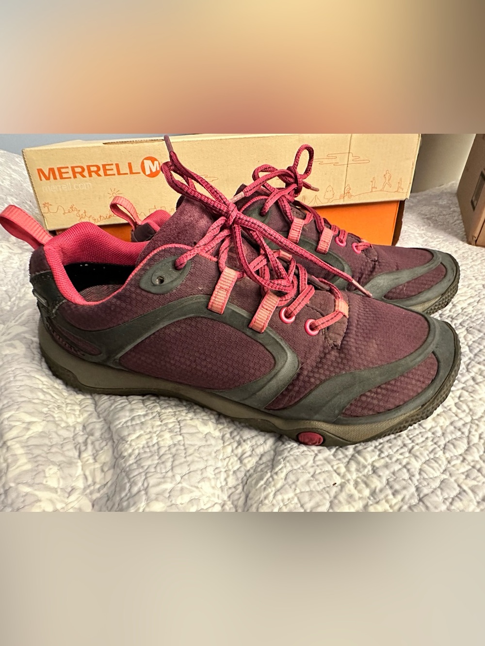 Merrell Women's Burgundy with Pink Accent Waterproof Trail / hiking Shoes
